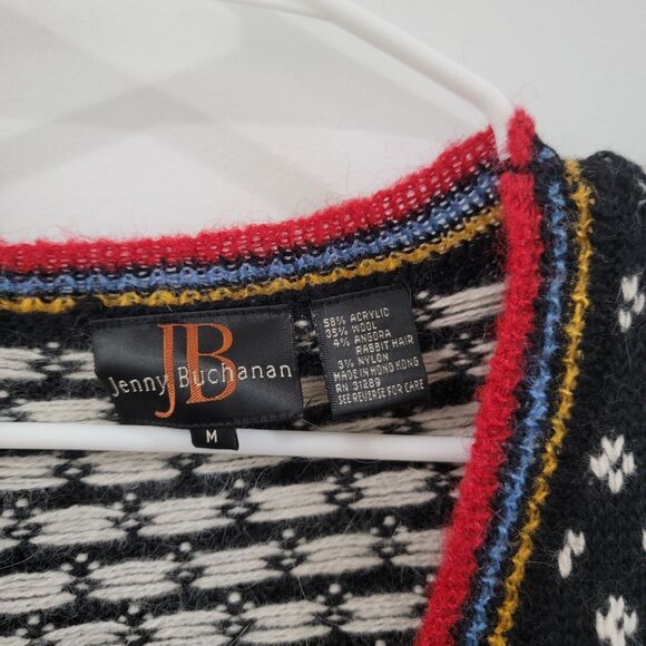 Vintage Womens Cardigan Size Medium Wool Angora Birdseye Nordic Fair Isle - Picture 4 of 7